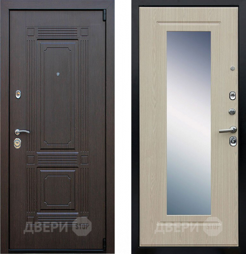 Входная металлическая Дверь АСД Викинг с зеркалом Белёный  дуб в Волоколамске