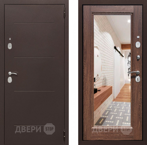 Дверь Престиж 100 с зеркалом Медь/Дуб филадельфия коньяк в Волоколамске