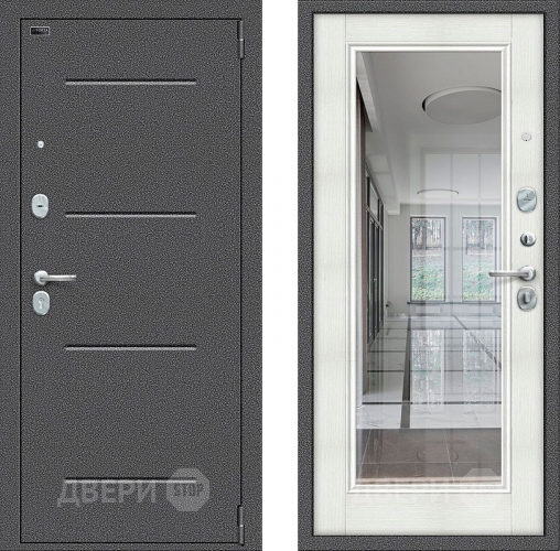 Входная металлическая Дверь Bravo Porta S-2 104/П61 с зеркалом Бьянко в Волоколамске