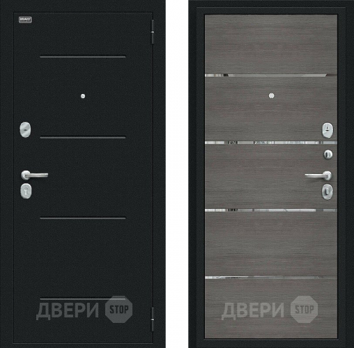 Дверь Bravo Лайн Букле черное/Grey Veralinga в Волоколамске