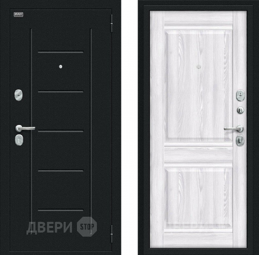 Входная металлическая Дверь Bravo Некст Kale Букле черное/Riviera Ice в Волоколамске