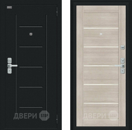 Входная металлическая Дверь Bravo Райт Букле черное/Cappuccino Veralinga в Волоколамске