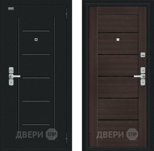 Входная металлическая Дверь Bravo Райт Букле черное/Wenge Veralinga в Волоколамске