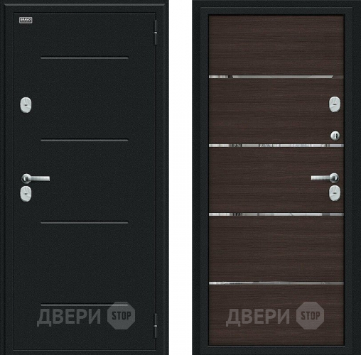 Дверь Bravo Thermo Лайн Букле черное/Wenge Veralinga в Волоколамске