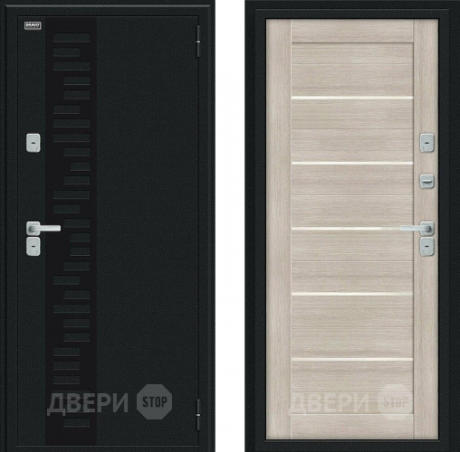 Дверь Bravo Thermo Техно Декор Букле черное/Cappuccino Veralinga в Волоколамске