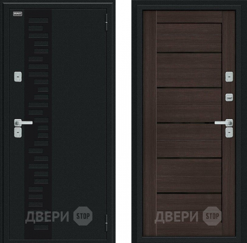 Дверь Bravo Thermo Техно Декор Букле черное/Wenge Veralinga в Волоколамске