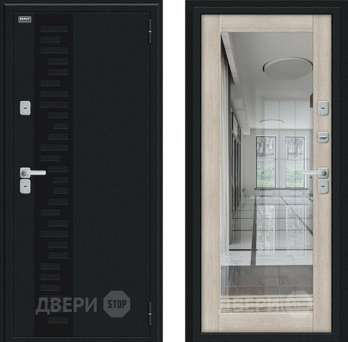 Входная металлическая Дверь Bravo Thermo Флэш Декор Букле черное/Cappuccino Veralinga в Волоколамске
