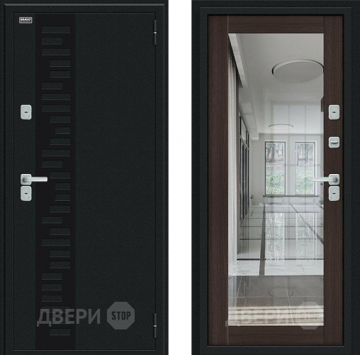 Входная металлическая Дверь Bravo Thermo Флэш Декор Букле черное/Wenge Veralinga в Волоколамске