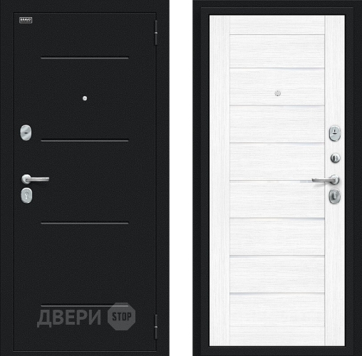 Входная металлическая Дверь Bravo Техно Букле черное/Snow Melinga в Волоколамске