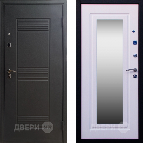 Входная металлическая Дверь СТОП ЗЕРКАЛО Ясень Белый в Волоколамске