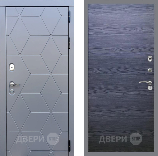 Входная металлическая Дверь Стоп КОСМО Гладкая Дуб тангенальный черный в Волоколамске