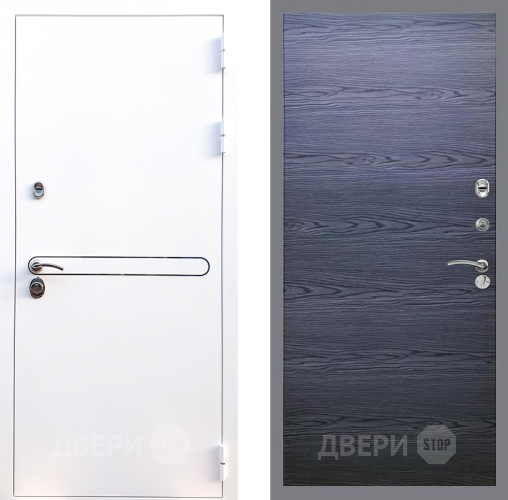 Входная металлическая Дверь Стоп Лайн Вайт Гладкая Дуб тангенальный черный в Волоколамске