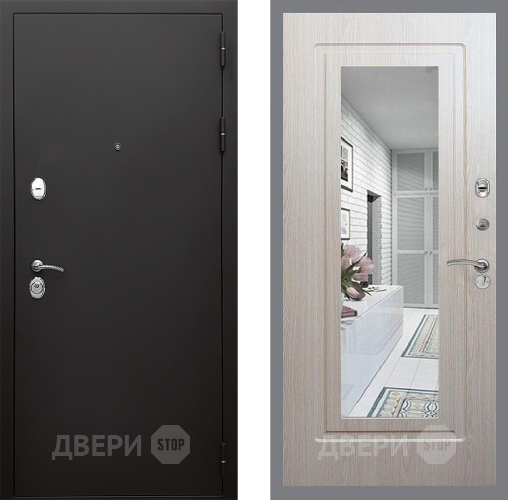 Дверь Стоп КЛАССИК Шагрень Зеркало ФЛ-120 Беленый дуб в Волоколамске