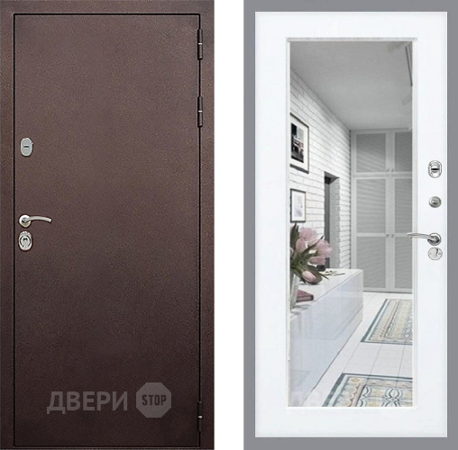 Входная металлическая Дверь Стоп КЛАССИК Медь Зеркало Силк Сноу в Волоколамске