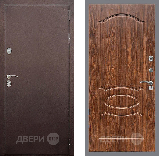 Входная металлическая Дверь Стоп КЛАССИК Медь ФЛ-128 орех тисненый в Волоколамске