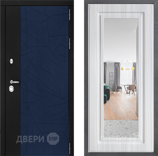 Входная металлическая Дверь Дверной континент ДК-9 ФЛЗ Зеркало Сандал белый в Волоколамске