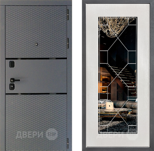 Дверь Дверной континент Диамант Дизайн ФЛ-Тиффани Зеркало Белое дерево в Волоколамске