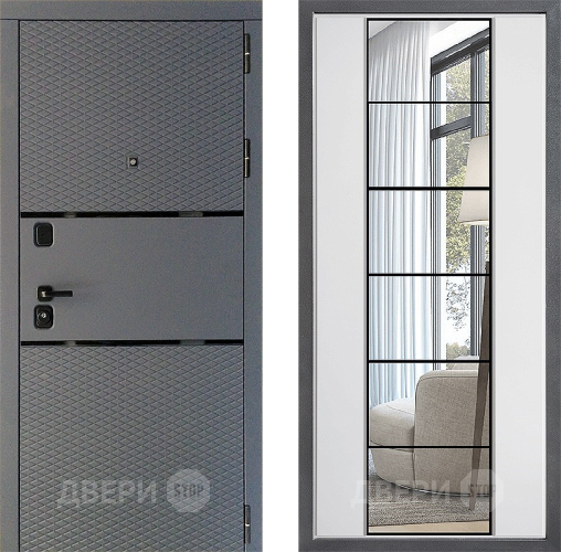 Входная металлическая Дверь Дверной континент Диамант Дизайн ФЛЗ-2 Зеркало Белый софт в Волоколамске