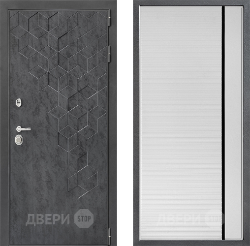 Входная металлическая Дверь Дверной континент ДК-3/713 ФЛ-757 Черное Стекло Софт милк в Волоколамске