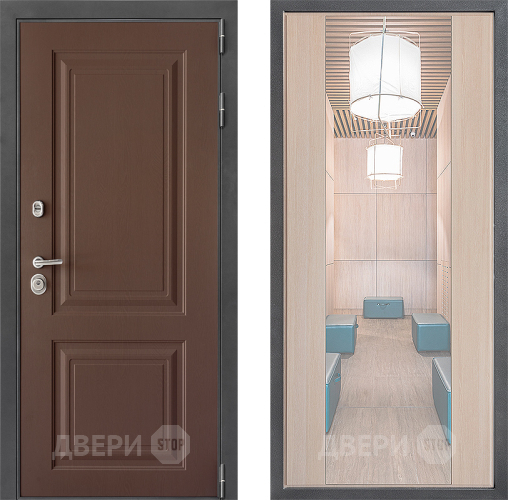 Входная металлическая Дверь Дверной континент ДК-3/729 ФЛЗ-1 Зеркало Капучино в Волоколамске