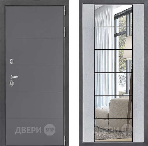 Дверь Дверной континент ДК-3/649 ФЛЗ-2 Зеркало Бетон светлый в Волоколамске