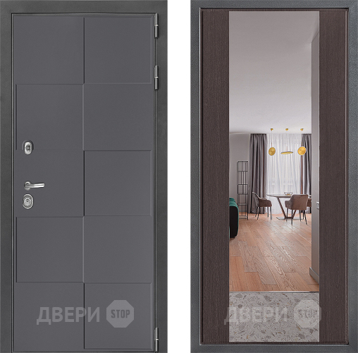 Входная металлическая Дверь Дверной континент ДК-3/606 ФЛЗ-1 Зеркало Венге в Волоколамске