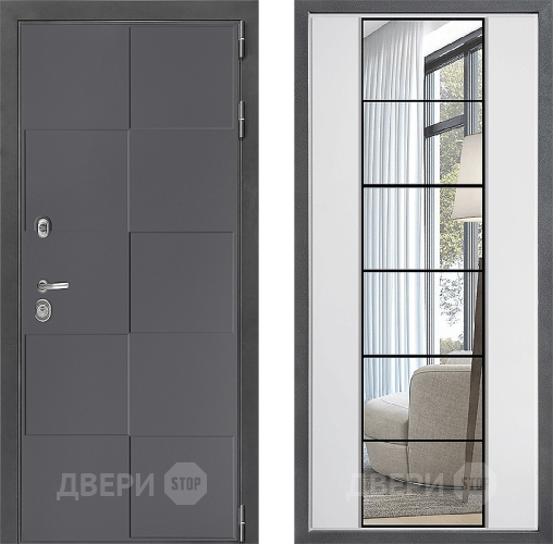 Входная металлическая Дверь Дверной континент ДК-3/606 ФЛЗ-2 Зеркало Белый софт в Волоколамске
