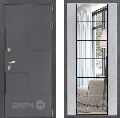 Дверь Дверной континент ДК-3/606 ФЛЗ-2 Зеркало Бетон светлый в Волоколамске