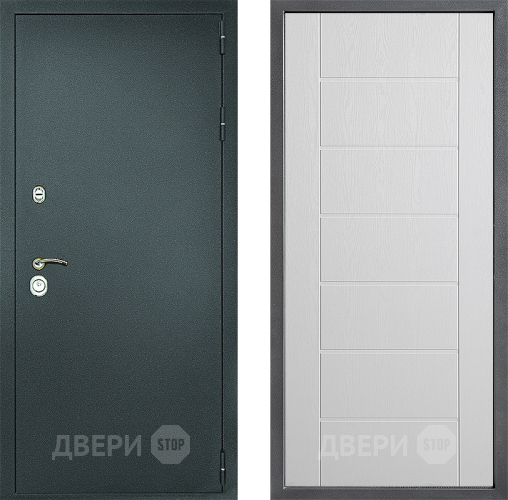 Входная металлическая Дверь Дверной континент Рубикон Серебро Дизайн ФЛ-Лайн Белое дерево в Волоколамске