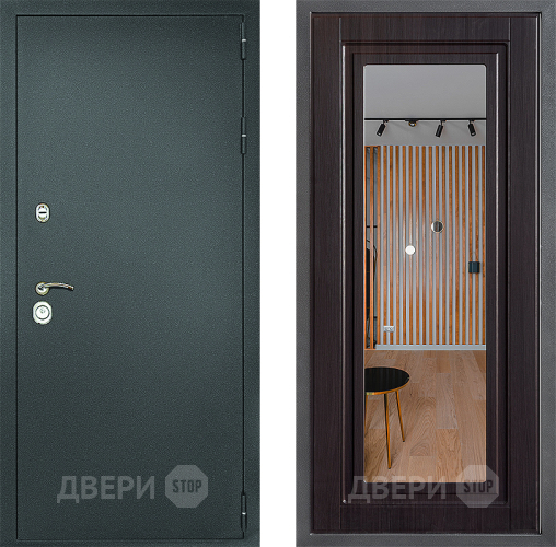Дверь Дверной континент Рубикон Серебро Дизайн ФЛЗ Зеркало Венге в Волоколамске