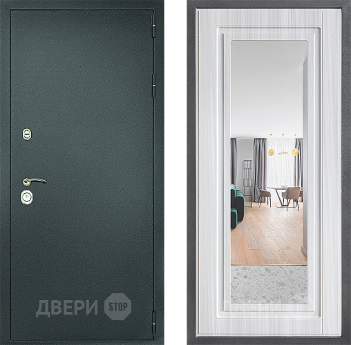Входная металлическая Дверь Дверной континент Рубикон Серебро Дизайн ФЛЗ Зеркало Сандал белый в Волоколамске