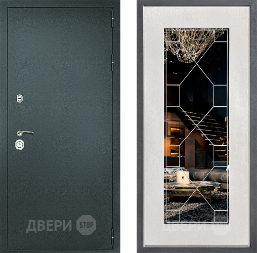 Дверь Дверной континент Рубикон Серебро Дизайн ФЛ-Тиффани Зеркало Белое дерево в Волоколамске