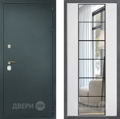 Дверь Дверной континент Рубикон Серебро Дизайн ФЛЗ-2 Зеркало Белый софт в Волоколамске