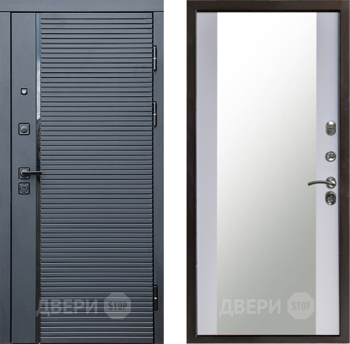 Дверь Престиж Черная Линия Зеркало Белый софт в Волоколамске