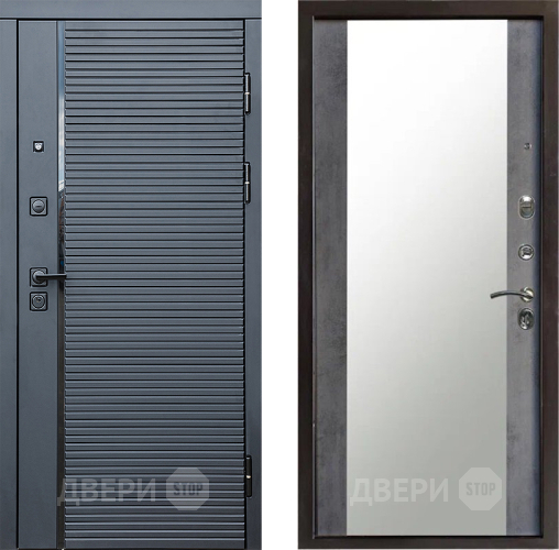 Дверь Престиж Черная Линия Зеркало Бетон темный в Волоколамске