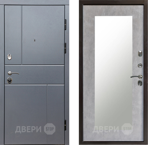 Входная металлическая Дверь Престиж Горизонт Грэй Зеркло Пастораль Бетон светлый в Волоколамске