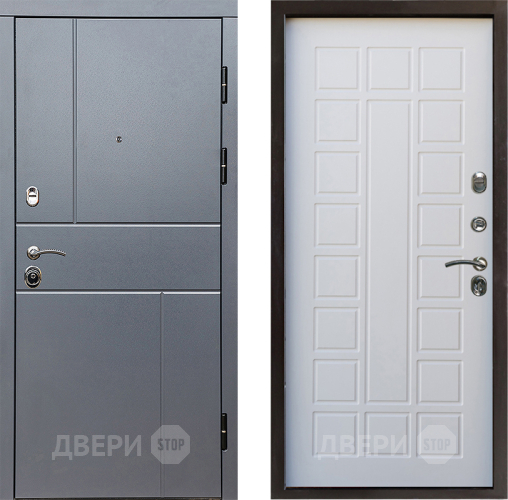 Входная металлическая Дверь Престиж Горизонт Грэй Престиж Белое дерево в Волоколамске
