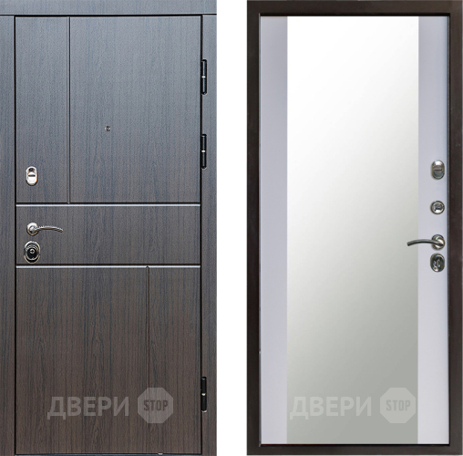 Входная металлическая Дверь Престиж Горизонт Венге Зеркало Белый софт в Волоколамске