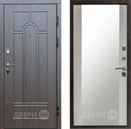 Входная металлическая Дверь Престиж Арка Зеркало Лиственница белая в Волоколамске