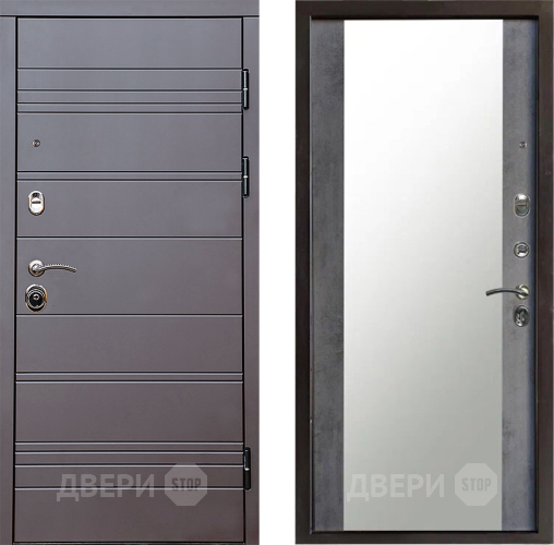 Входная металлическая Дверь Престиж Линия Браун Зеркало Бетон темный в Волоколамске