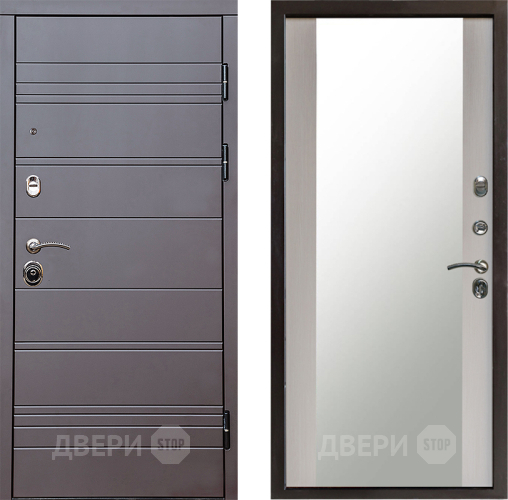 Входная металлическая Дверь Престиж Линия Браун Зеркало Лиственница белая в Волоколамске