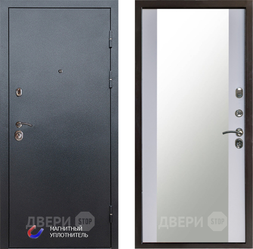 Дверь Престиж Графит Зеркало Белый софт в Волоколамске