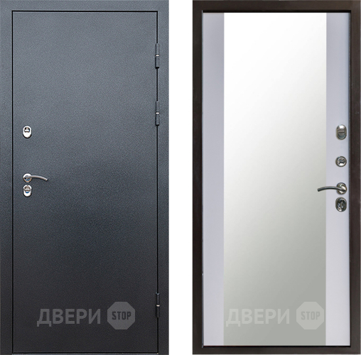 Дверь Престиж TERMO с терморазрывом Снегирь Серебро Зеркало Белый софт в Волоколамске