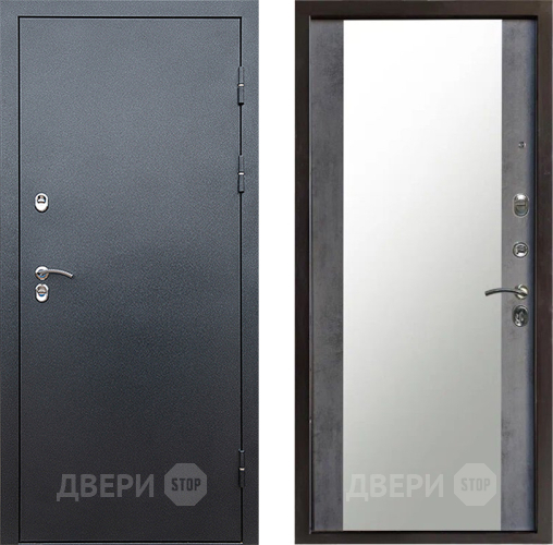 Входная металлическая Дверь Престиж TERMO с терморазрывом Снегирь Серебро Зеркало Бетон темный в Волоколамске