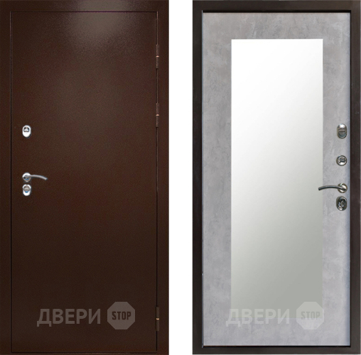 Входная металлическая Дверь Престиж TERMO с терморазрывом Снегирь Медь Зеркало пастораль Бетон светлый в Волоколамске