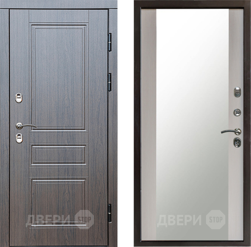 Входная металлическая Дверь Престиж TERMO с терморазрывом Классика Зеркало Лиственница белая в Волоколамске