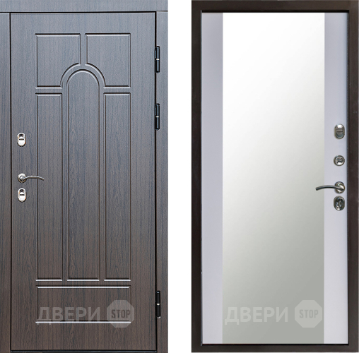 Входная металлическая Дверь Престиж TERMO с терморазрывом Арка Зеркало Белый софт в Волоколамске