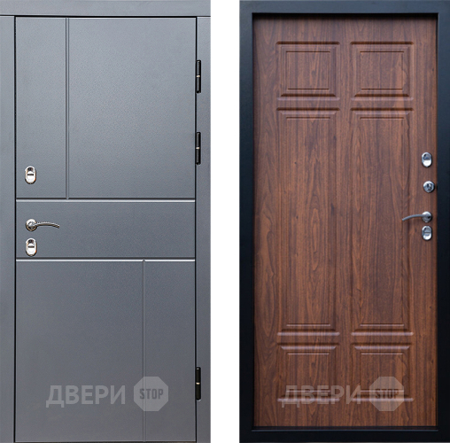 Входная металлическая Дверь Престиж TERMO с терморазрывом Горизонт Грэй Премиум Орех темный в Волоколамске