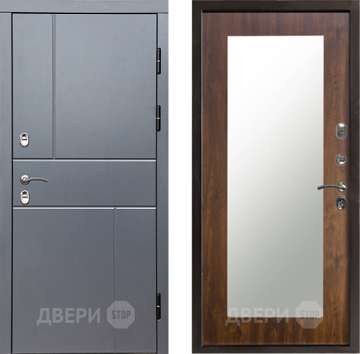 Входная металлическая Дверь Престиж TERMO с терморазрывом Горизонт Грэй Зеркало пастораль Дуб в Волоколамске