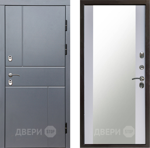 Дверь Престиж TERMO с терморазрывом Горизонт Грэй Зеркало Белый софт в Волоколамске